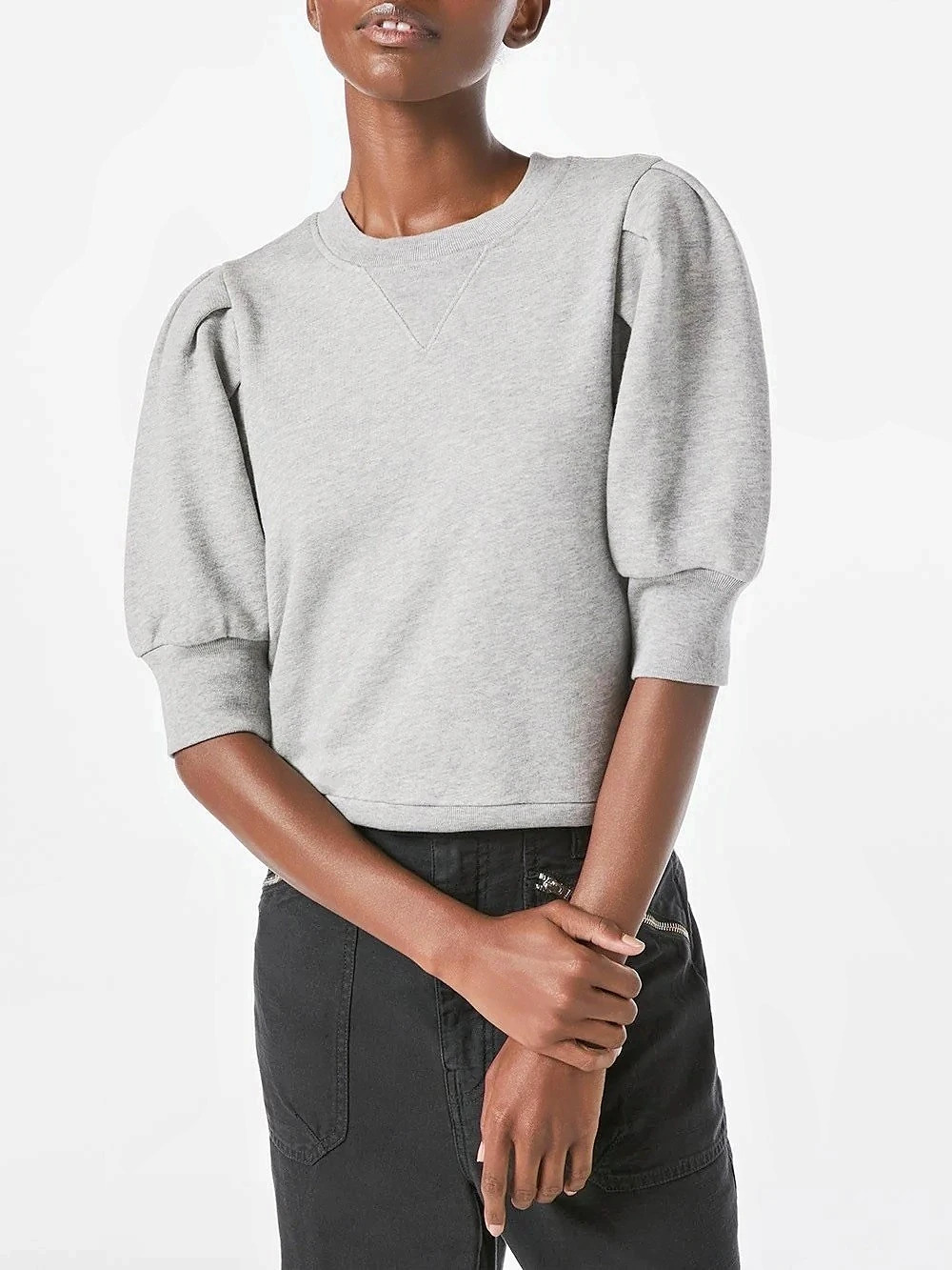 FRAME Puff Sleeve Sweatshirt Gray Size S/P